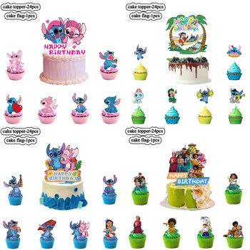 Disney Lilo & Stitch Украшение Торта Ручной Работы, Топперы Для Кексов, Украшение Дня Рождения Для Детей и Девочек, Десертная Вечеринка, Подарки для Душа Ребенка