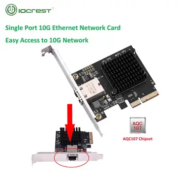 IOCREST Pcie x4 с одним портом 10 Gbase Ethernet Gigabit Nic Pci Express 10G/2,5G/1000M/100/10 М RJ45 Сетевой адаптер локальной сети